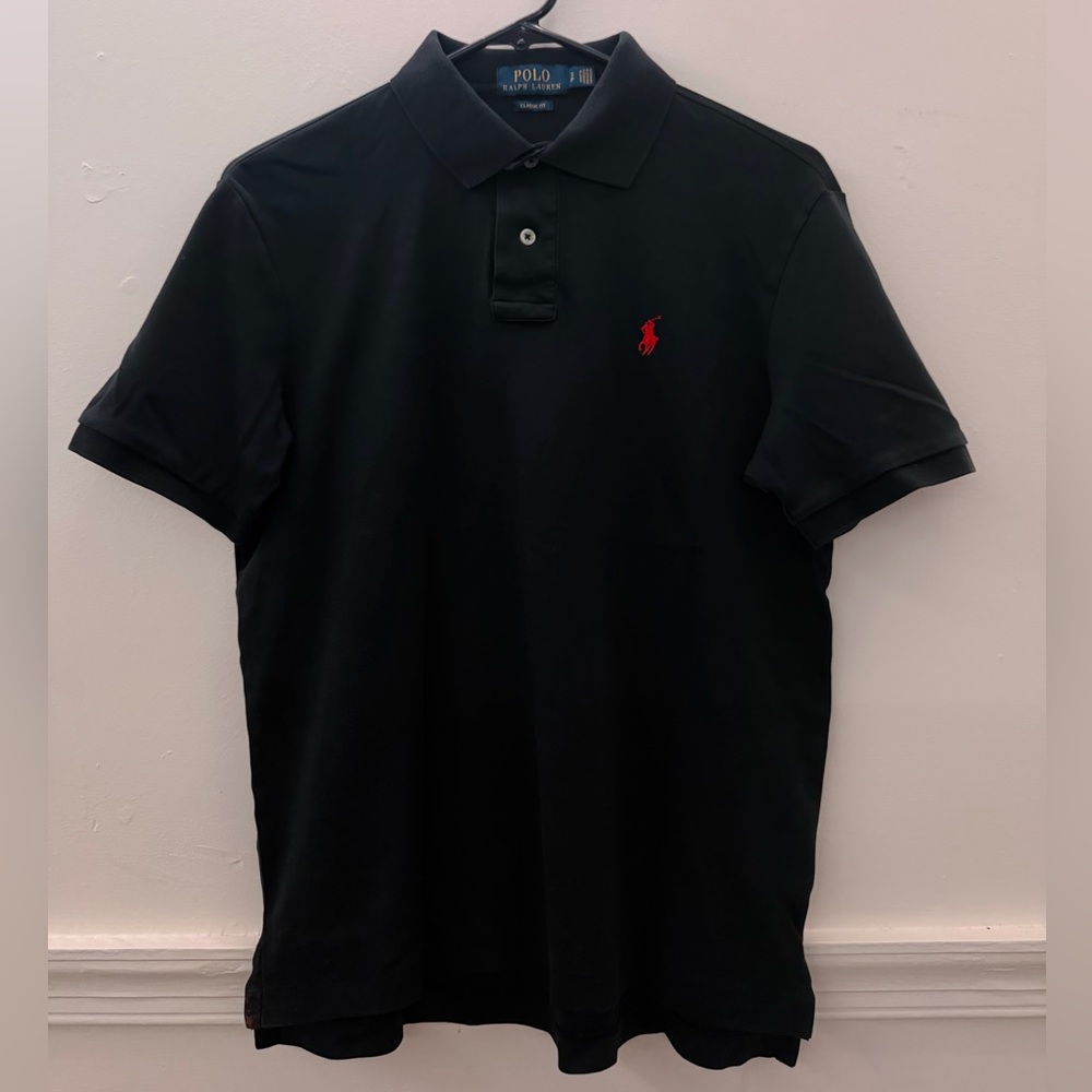 Ralph Lauren Classic Fit Black Polo Shirt with Red Logo